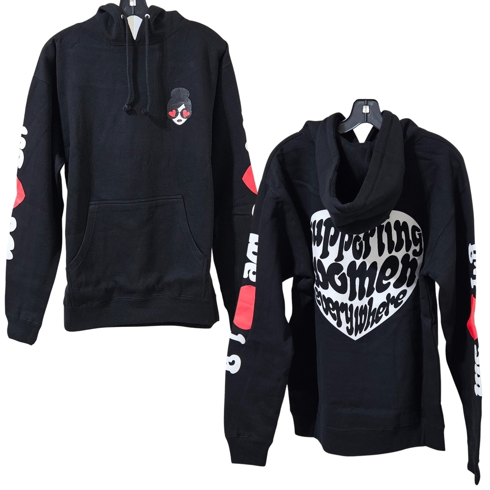Alice + Olivia Hoodie Sweatshirt Sunny We Love LA Graphic Medium Black NWT ❤